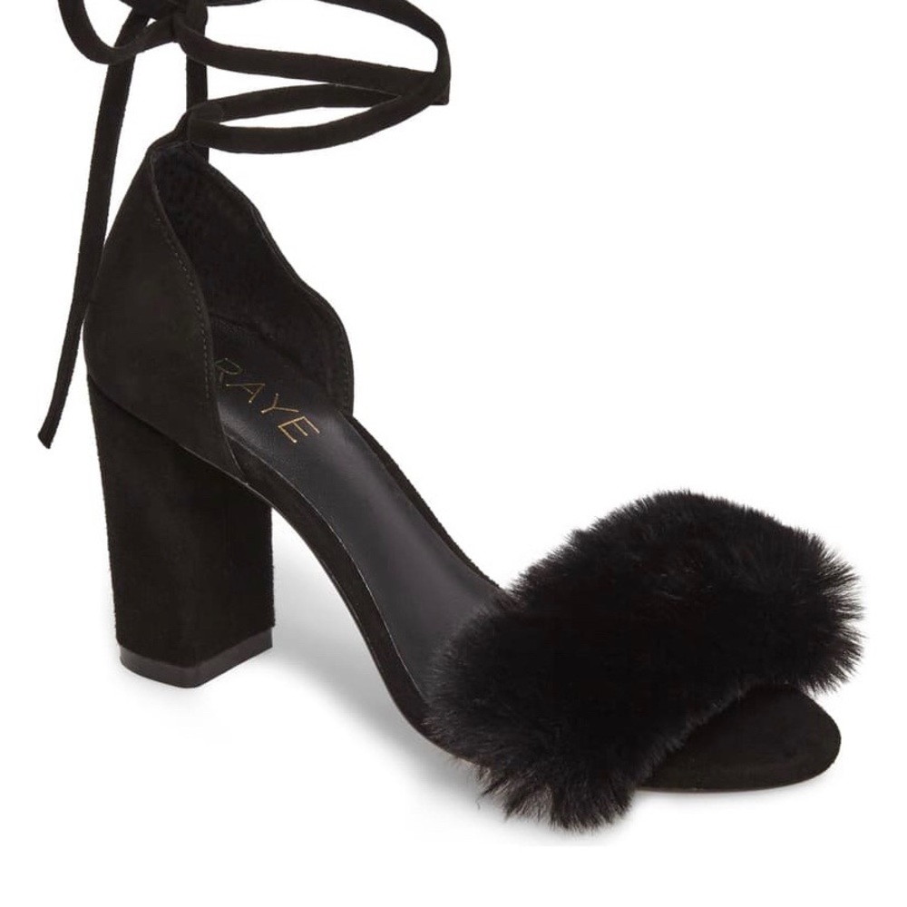 Brand new Raye heels with Faux Fur Sandal size 7